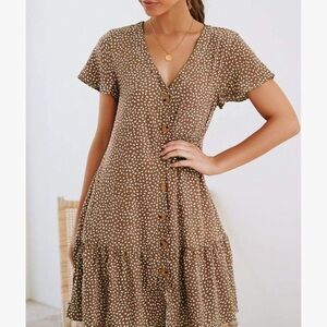 Petal & Pup Brown Polka Dot Midi Dress